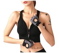 Angxiwan Sports Bras for Women UK High Impact Zip Front Wireless Bra Ladies Plus Size Crop Top Vest Padded Seamless Activewear Bras for Yoga Gym Workout Fitness