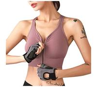 Angxiwan Sports Bras for Women UK High Impact Zip Front Wireless Bra Ladies Plus Size Crop Top Vest Padded Seamless Activewear Bras for Yoga Gym Workout Fitness