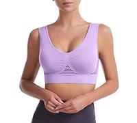 Angxiwan Sports Bras Women Full Coverage Activewear Bra Super Comfort Push up Bralette Breathable Wide Strap Crop Tops Vest Seamless Stretch High Impact Sleepwear Underwear Tank Tops