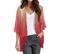 Angxiwan Summer Cardigans for Women UK Fashion 3/4 Batwing Sleeve Open Front Chiffon Kimono Cardigans Lightweight Casual Loose Drape Waterfall Cardigan Ladies Baggy Going Out Beach Jacket