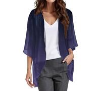 Angxiwan Summer Cardigans for Women UK Fashion 3/4 Batwing Sleeve Open Front Chiffon Kimono Cardigans Lightweight Casual Loose Drape Waterfall Cardigan Ladies Baggy Going Out Beach Jacket