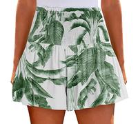 Angxiwan Summer Essentials for Women Womens Running Shorts Womens Summer Shorts Loose High Waisted Elastic Flowy Ruffle Casual Cute Beach Short Women Loungewear Shorts Fitness Shorts for Women White