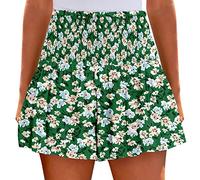 Angxiwan Summer Holiday Essentials Womens Running Shorts Womens Summer Shorts Loose High Waisted Elastic Flowy Ruffle Casual Cute Beach Short Women Loungewear Shorts Fitness Shorts for Women Green