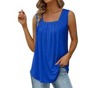 Angxiwan Summer Womens Cotton Linen Loose Tops Womens Summer Tops Square Neck Loose Casual Short Sleeve