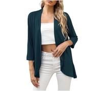 Angxiwan Swing Tops for Women UK Plus Size Women Cardigan Short Sleeves Open Front Lightweight Cardigan Draped Ruffles Knit Cardigan Summer Shirts for Women UK