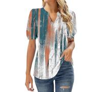Angxiwan The Specials T Shirt Summer Tops for Women UK Clearance Casual Floral Pleated Going Out Blouse Plus Size Short Sleeve Tunic Tops Fashion V-Neck Slim Fit for Women