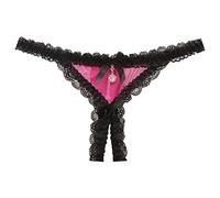 Angxiwan Thongs for Women Low Underwear Lace Briefs Women's Waist Panties Underpants Sexy Crotch Open Lingerie Bodysuit with Push up Bra Hot Pink