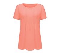 Angxiwan Today 2024 Pay Monthly Personalised T Shirt Women's Round Neck Short Sleeve Solid Color T Shirt Fashionable Casual Top Pink