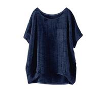 Angxiwan Today Deals of The Day Clearance Linen Tops for Women UK Plus Size Short Sleeve T-Shirts with Pocket Lightweight Summer Blouse Casual Loose Fit Crewneck Tunic Womens Sale Clearance.