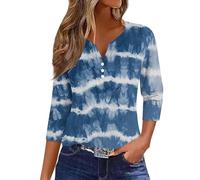 Angxiwan Today On Clearance Oversize T Shirt Women Women's Fashion Casual Floral Print Button Three Quarter Sleeve T Shirt Top Womens Order History My Account 2025 Khaki