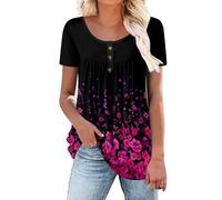 Angxiwan Todays Daily Deals Oversized T Shirts for Women Women's Fashion Casual Floral V Neck Button Down Top Short Sleeve T Shirt Linen Dress Fabric by The Metre Clearance Grey