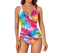 Angxiwan Top Selling Items One Piece Swimming Costume Women Tummy Control Slimming Swimwear Casual Front Cross V Neck Bathing Suits Adjustable Strap one Piece Swimsuit for Women