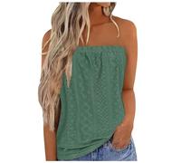 Angxiwan Top Selling Items Tops for Women UK Sale Summer Casual Strapless Bandeau Tank Tops Tube Tops Floral Tanks Solid Color Loose Fit Blouse Bargains of The Day Sale Bronze
