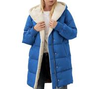 Angxiwan Trench Coats for Women Petite Winter Coats for Women UK Plus Size Fleece Lined Down Jacket Padded Puffer Hooded Trench Coat Ladies Quilted Jackets Casual Ladies Winter