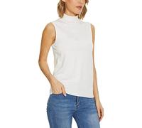 Angxiwan Turtleneck Sleeveless Top for Women UK Stretchy Polo Turtle Neck Plain Tank Top Causal Solid Color Basic Underwear Blouse Soft Going Out Vest Shirt White