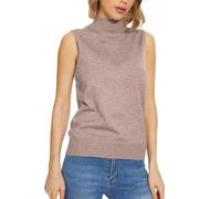 Angxiwan Turtleneck Sleeveless Top for Women UK Stretchy Polo Turtle Neck Plain Tank Top Causal Solid Color Basic Underwear Blouse Soft Going Out Vest Shirt Khaki