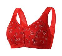 Angxiwan Warehouse Clearance Bargains Sale Front Fastening Bras for Women UK Fashion Print Front Button up Super Comfot Bra Casual Wide Strap Non Wired Bras Ladies Xmas Presents