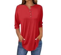 Angxiwan Warehouse Clearance Bargains Sale Tunic Tops for Women UK Sale 2025 Casual 3/4 Sleeve T-Shirt Baggy Loose Fit Button Henley Shirts Oversized Blouse Warehouse Deals Clearance Fishing
