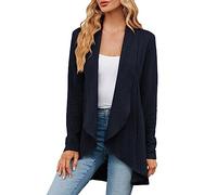 Angxiwan Warehouse Deals Clearance Crochet Cardigans for Women Ladies Long Sleeve Solid Color Loose Cardigan Top Knitted Jacket Oversized Long Cardigan Ladies Gifts Ideas Clearance Navy