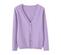 Angxiwan Warehouse Deals Clearance Returns Cardigan for Women UK Spring and Autumn Leisure Loose Solid Long Sleeve V Neck Button Knitted Soft Cardigan Warehouse Deals Clearance Today Pink