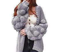 Angxiwan Warehouse Deals Clearance Returns Cardigans for Women UK Women's Long Sleeved Sleeve Loose Chunky Knitted Cardigan Lightweight Jackets for Women Warehouse Deals Clearance Today Grey