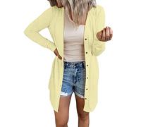 Angxiwan Warehouse Deals Clearance Returns Lightweight Cardigan for Women Ladies Open Front Lightweight Long Cardigan Button Down Loose Solid Outerwear Track My Order Delivery Yellow