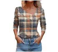 Angxiwan Warehouse Deals Clearance Returns Oversized Tshirts Women UK Womens Tops Fall 2023 Long Sleeve V Neck Loose Shirts Floral Print Asymmetric Warehouse Deals Clearance Returns Khaki