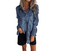 Angxiwan Warehouse Deals Clearance Returns Tshirts Women UK Oversized Women's Satin Silk Blouse Lapel V Neck Long Sleeve Casual Work Blouse Shirts Pullover Tops Sale Clearance Blue