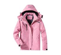 Angxiwan Waterproof Jacket Women Winter Warm Fleece Windproof Outdoor Hiking Walking Camping Mountain Rain Coat Hooded Oversized Adult Ski Jackets with Pockets S-4XL