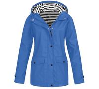 Angxiwan Waterproof Packaway Jacket Waterproof Jacket for Women UK Lightweight Full Zipper Long Rain Coats with Pockets Casual Plus Size Hooded Jackets Outdoor Cycling Womens