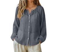 Angxiwan White Blouses Plus Size Blouses Elegant Button Down Long Sleeve Chiffon Linen Tops Lightweight Breathable Plus Size Sun Protective Shirts Beach Cover ups and Kaftans Bardot Tops