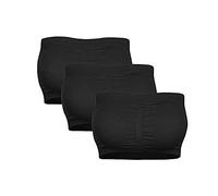 Angxiwan Women Strapless Bandeau Bras 3 Pack Plus Size Non Wired Ladies Padded Push Up Bralettes Comfortable Stretchy Removable Chest Pads Cotton Wireless Bra S-6XL