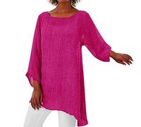 Angxiwan Women's Blouses & Shirts Women Plus Size Long Sleeve Irregular Hem Baggy Blouse Shirt Ladies Summer Tunic Tops