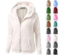 Angxiwan womens fleece jackets full zip Zip up Hoodie Women Warm Fleece Jacket With Pockets Cosy Long Sleeve Sherpa Teddy Hoodies Lightweight Autumn Winter Jackets for Cold Weather long hoodie women