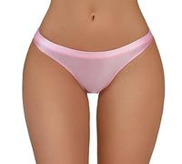 Angxiwan Women's Knickers Women's Silky Shiny Low Waist Briefs Transparent Sexy Underwear Open Panties Lingerie for Women Pink