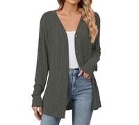 Angxiwan Womens Long Line Zip Up Cardigan Cardigans for Women UK Long Sleeve Plus Size Cardigan Open Front Loose Casual Jumper Longline Button Clothes Cable Ladies White Cardigans Size 14