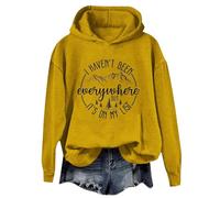 Angxiwan Womens Loose Blouse I Haven'T Been Everywhere But 'S My List Funny Graphic Shirts Lightweight Sweatshirt Shirt Apparel T Shirt Loose Tops Elegant Tops for Women UK Cheesecloth Size 20 Yellow