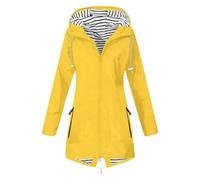 Angxiwan Womens Rain Coats Waterproof With Hood Waterproof Jacket for Women UK Lightweight Full Zipper Long Rain Coats with Pockets Drawstring Plus Size Hooded Jackets Outdoor Work Coat