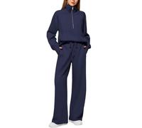Angxiwan Your Orders My Account Black of Friday Womens Two Piece Full Set Tracksuit Long Sleeve Oversized Half Zip Sweatshirt Pullover Drawstrings Wide Leg Trousers 1 Pound Items for Girls