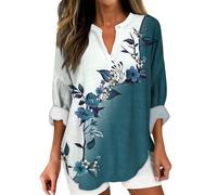 Angxiwan Your Orders Placed Recently by Me Gifts Oversize Tops Women UK Womens Cotton Linen Tunic Tops for Women Spring Summer V Neck Roll Up 3/4 Sleeve T Sales Today Clearance Green