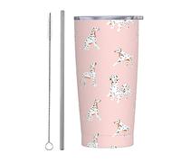 ANGYANG Dalmatian Seamless Pattern Spotted White Black 20 Oz Vacuum Travel Mug Water Bottles Stainless Steel Tumbler Coffee Cup