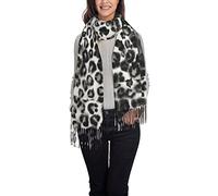ANGYANG Scarf Animal Leo Print Black And White Watercolor Leopard Womens Large Soft Cashmere Feel Shawls Wraps Light Stole 192x75 cm