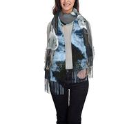 ANGYANG Scarf White Samoyed Dog Womens Large Soft Cashmere Feel Shawls Wraps Light Stole 192x75 cm