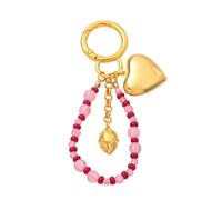 Angyape Bracelet Keychain Wristlet Heart Strawberry Keychain Purse Bag Charms Cute Keychains for Car Keys Gifts for Women, Pink, Large