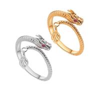Angyape Dragon's Tail Qiankun Lucky Ring, 2024 New Retro Creative Chinese Dragon Adjustable Ring Feng Shui Mantra Ring Silver Dragon Amulet, Man and Women Accessories, Metal, No Gemstone
