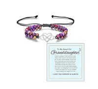 Angyape Granddaughter Bracelet,Peach Blossom Knot Handmade Woven Braided Adjustable Designed Colorful A Link That Can Never Be Undone Jewelry Gifts from Grandma for Granddaughter, L, Cotton, no