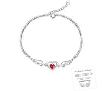 Angyape Hug from Heaven Bracelet, Until We Meet Again Love Heart Chain Bracelets Adjustable Love Heart Wing Charm Link Bracelet Memorial Inspirational Jewelry Gifts For Women, Adjustable, Nickel, no