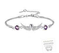 Angyape Hug from Heaven Bracelet, Until We Meet Again Love Heart Chain Bracelets Adjustable Love Heart Wing Charm Link Bracelet Memorial Inspirational Jewelry Gifts For Women, Adjustable, Copper, no