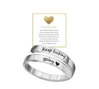 Angyape Just Breathe Ring For Women, Adjustable Inspirational Heart Rings Stainless Steel Spiral Wrap Twist Healing Rings To Sorority Sisters Open Motivational Encouragement Love Yourself Jewelry