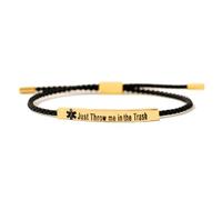Angyape Just Throw me in The Trash Bracelet, Adjustable Medical Alert ID Bracelet Mens Womens Stainless Steel ID Tag Medical Alert Emergency Bracelet, Metal, no gemstone